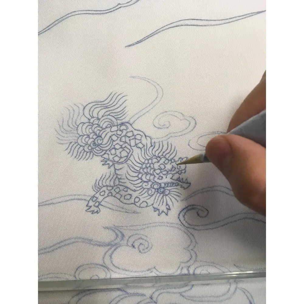 手描加賀友禅染　ネクタイ「唐獅子」