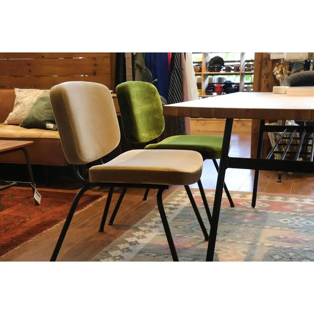 アイアンモケットダイニングチェア【グリーン】