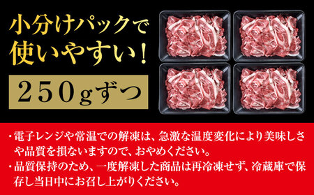 熊本県産 あか牛 切落し 1kg(250g×4パック) UBUYAMAPLACE《60日以内に出荷予定(土日祝除く)》あか牛 ユッケ 肉 小分け 牛肉 和牛