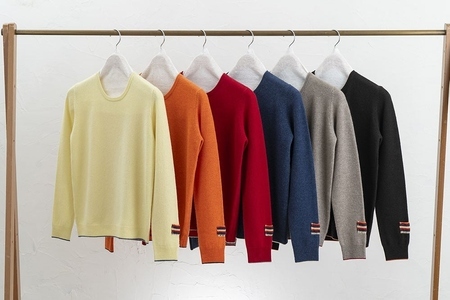 カシミヤ ニット セーター カシミヤ(ブルー )男性用サイズ:LL(46)≪白田のカシミヤ≫