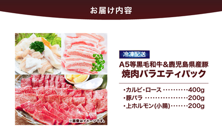 2633 A5等級黒毛和牛＆鹿児島県産豚焼肉バラエティパック 800g KN101-011 肉 豚肉 牛肉 冷凍
