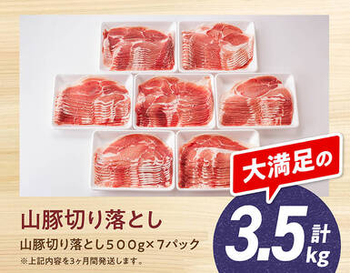 【3ヶ月定期便】 宮崎県産 豚肉 「きじょん山豚」 切り落とし 計3.5kg （500g×7パック） 肉 豚肉 国産豚肉 九州産豚肉 小分け豚肉 小分け豚肉