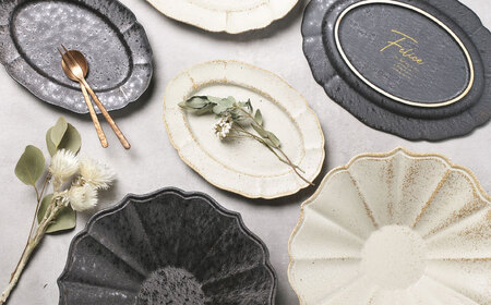 【美濃焼】Rin花24cmボウル 2点セット（ｴｸﾘｭ）【Felice-フェリーチェ-藤田陶器】[MBX074]