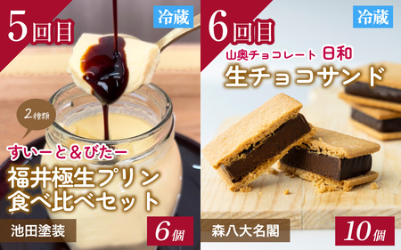 【ふくい至福のスイーツ定期便 6回コース】福井市ふるさと納税コンシェルジュが選んだ プレミアム返礼品［H-166001］/ 定期便