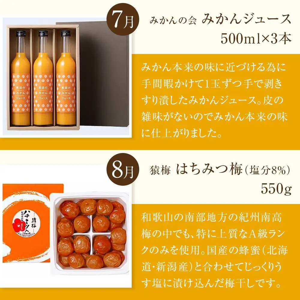 全6回 有田川町から贅沢定期便（5月～10月発送）フルーツ うなぎ スイーツ 梅干し など