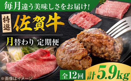 【全12回定期便】＜30万コース＞特選佐賀牛 月替わりバラエティパック 計5.9kg 株式会社弥川/吉野ヶ里町[FCV005]