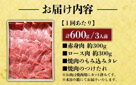 【全3回定期便】長崎和牛 秘伝のタレつき 厳選赤身肉と上ロースの焼肉盛り合わせ 計600g[RCL002] 焼肉 焼肉 焼肉 焼肉 焼肉 焼肉 焼肉 焼肉九州 長崎