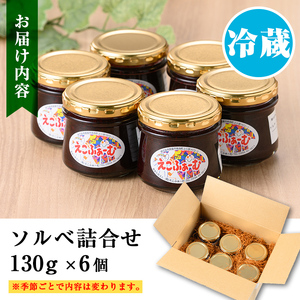 【A55020】ソルベ詰合せ(130g×6個) 国産 鹿児島 フルーツ 果物 ジャム 加工品 手作り ソルベ デザート ランダム 冷蔵 【えこふぁーむ】