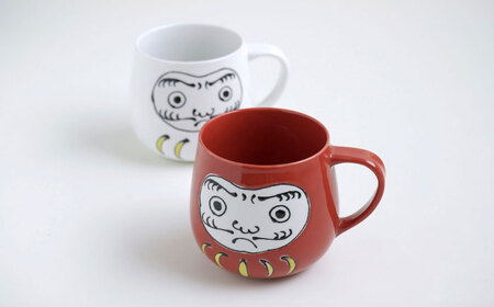 【陶器市特集】【波佐見焼】福だるま マグカップペアセット 紅・白【光和陶器】[SC68]