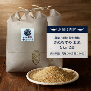 a26-041　令和７年産　農薬7割減 特別栽培 きぬむすめ 玄米 10kg（5kg×2袋）