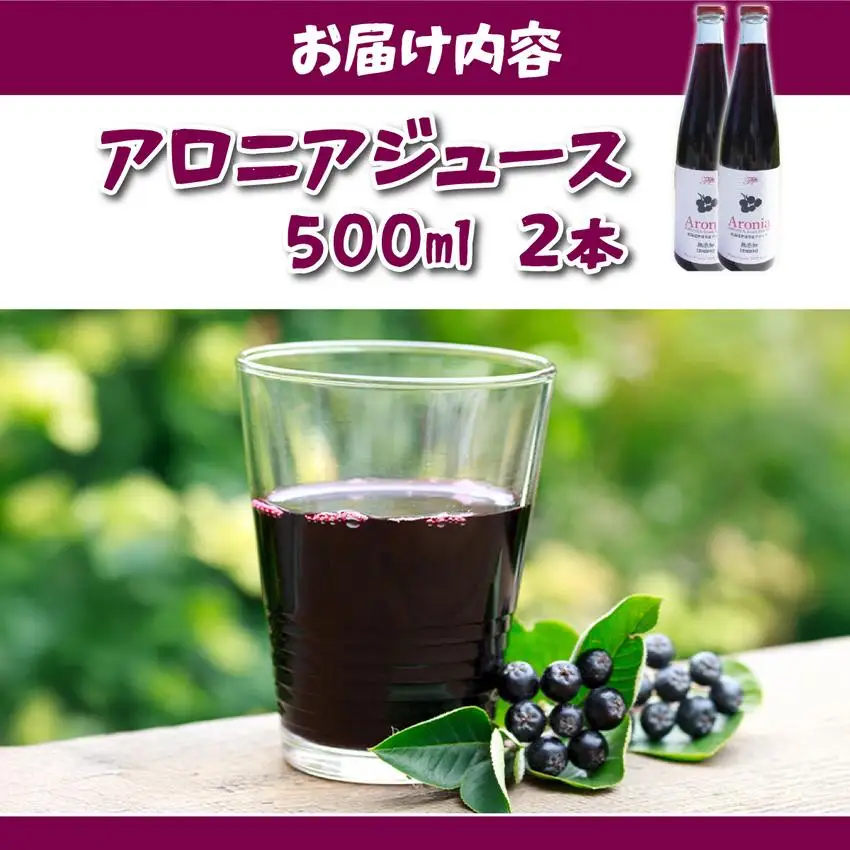 [5525-1044]北海道 伊達 大滝産 アロニア ジュース 500ml 2本 果汁 果実飲料 飲料 飲み物 フルーツ スーパーフード ポリフェノール