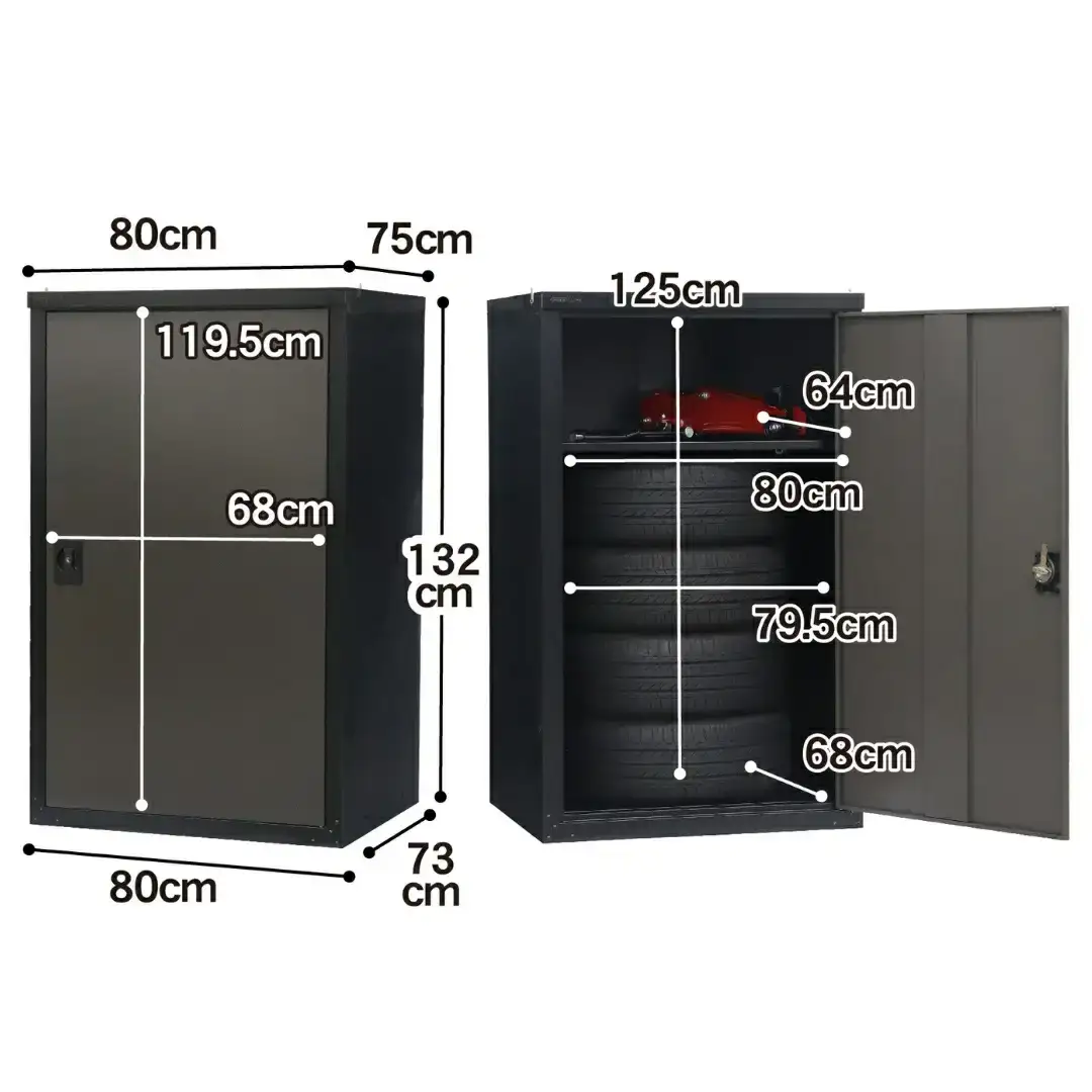 扉式タイヤ収納庫 ブラック/アッシュグレー TBT-132 物置 日本製 燕三条 [グリーンライフ]