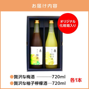 贅沢なリキュール　梅酒・柚子檸檬酒  ２本セット N076-YA972
