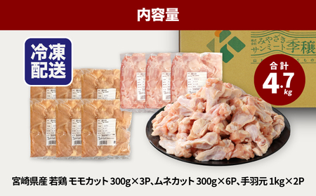 宮崎県産 やわらか若鶏2種　小分け　4.8kg　K16_0113