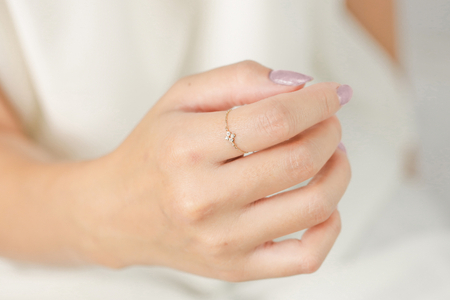 【K18】0.03ct ダイヤモンドチェーンリング/No.106
