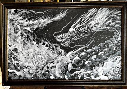 現代水墨画家 絵師白道 「白龍」｜絵画 アート インテリア 手描き 一筆