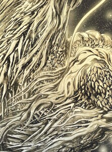 現代水墨画家 絵師白道「金銀昇龍」｜絵画 アート インテリア 手描き 一筆 龍 日本画 現代アート ハンドメイド作品 水墨画 かっこいい 作品 縁起 風水 芸術