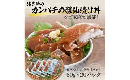訳あり 活き締めカンパチの醤油漬け丼(20P)セット かんぱち 醤油 特製タレ 惣菜 魚 魚介類 海鮮 海鮮丼 お茶漬け 新鮮 高鮮度 ご自宅用 ご家庭用 美味しい【企業組合　宇佐もん工房】 [BQAB035]