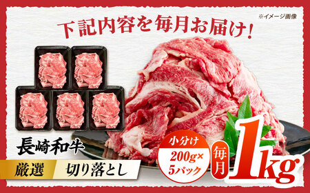 【3回定期便】長崎和牛切り落とし約1kg[ECS018]