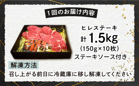 【3回定期便】長崎和牛ヒレステーキ1.5kg[ECS042] ヒレ 牛肉 定期便
