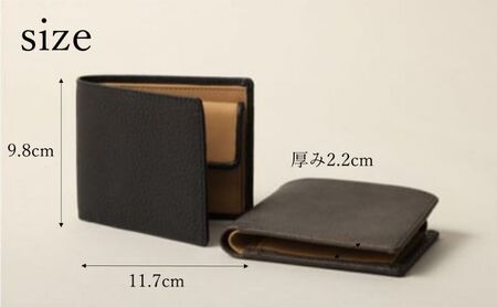 FACE-M（革のカシミヤ 郡上市産明宝鹿革二つ折り財布）ブラック