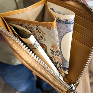 正倉院文様革財布 ミニマル（グリーン）HARUHINO コンパクト 財布 正倉院 革財布 68-002