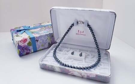 真珠 7㎜ × 7.5㎜ アクセサリー ネックレス イヤリング K14WG セット ジュエリー パール アコヤ真珠 冠婚葬祭 葬式 弔事 三重 伊勢 志摩 / 悲しみの日のパール、ネックレス・イヤリングセット