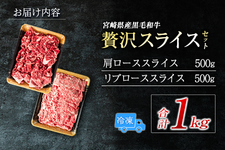 黒毛和牛 スライスセット 1kg 肉 牛肉 2週間以内に出荷　新富育ちGyuGyu　B653