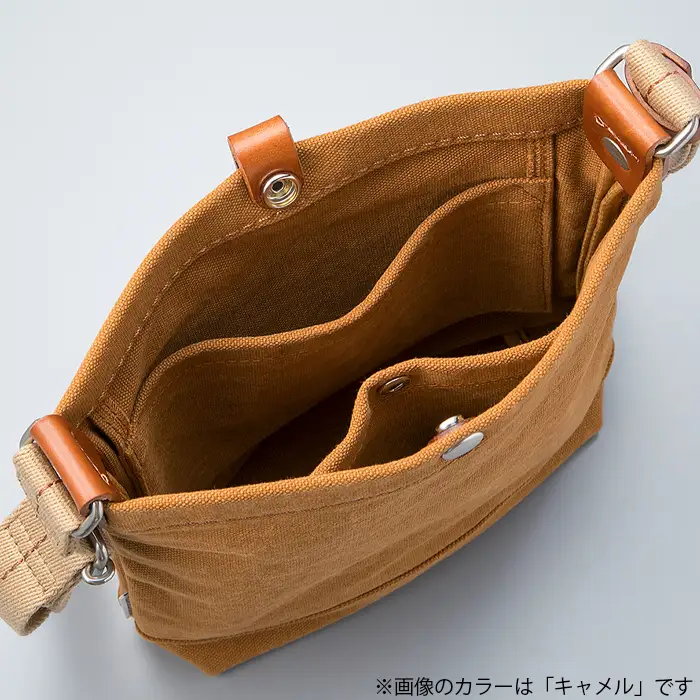【J-401】HOSOIFUKUROMONO　キャンバスショルダーＳ　キャメル［高島屋選定品］