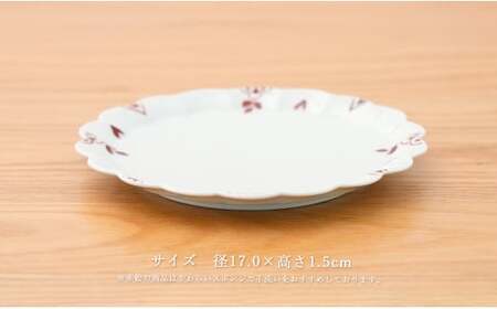 有田焼 フラワープレート Mサイズ 2枚 ペアセット【皓洋窯】食器 器 うつわ ワンプレート 染付 赤絵 手描き ギフト プレゼント A24-127