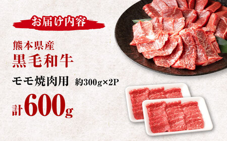 熊本県産 黒毛和牛 モモ 焼肉用 約600g(約300g×2pc)【有限会社 九州食肉産業】[ZDQ157]