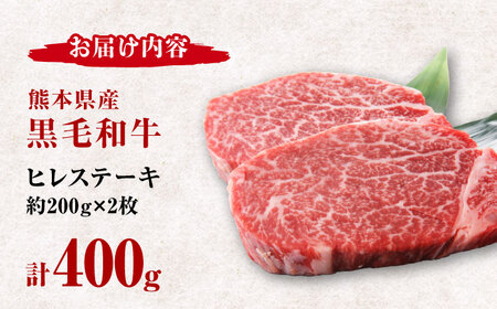 熊本県産 黒毛和牛 ヒレステーキ 約400g（約200g×2枚）【有限会社 九州食肉産業】[ZDQ161]