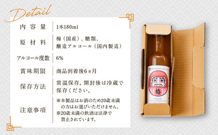濃厚梅酒ふるふる 180ml×1本 | 梅酒 ウメシュ 南高梅 リキュール お酒 ギフト 飛騨高山 有限会社森瓦店 MM016