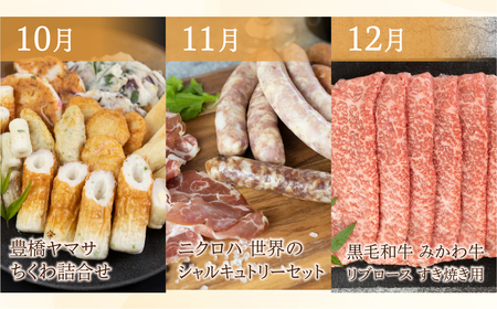 豊橋 どうまい 定期便 プレミアム 全12回定期便 鴨  / せとか / いちご / スイーツ定期便 / スイカ  / うなぎ / シャインマスカット /フルーツ定期便/ 惣菜定期便/ ちくわ / 牛肉 頒布会  1年 12か月定期便 