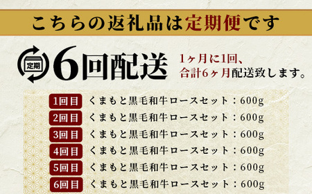 【定期便6回】A4・A5 くまもと黒毛和牛 ロース セット 計600g ( すき焼き / 焼肉 各300g )×6回 お届け 本場 熊本県 ブランド 牛 黒毛 和牛 厳選 A4以上 肉 上質 熊本県 すきやき 焼き肉 113-0515