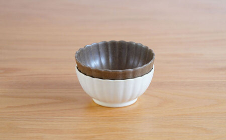 【陶器市特集】【波佐見焼】花しのぎ 和皿 小付 4点セット 栗・白 【団陶器】[PB159]