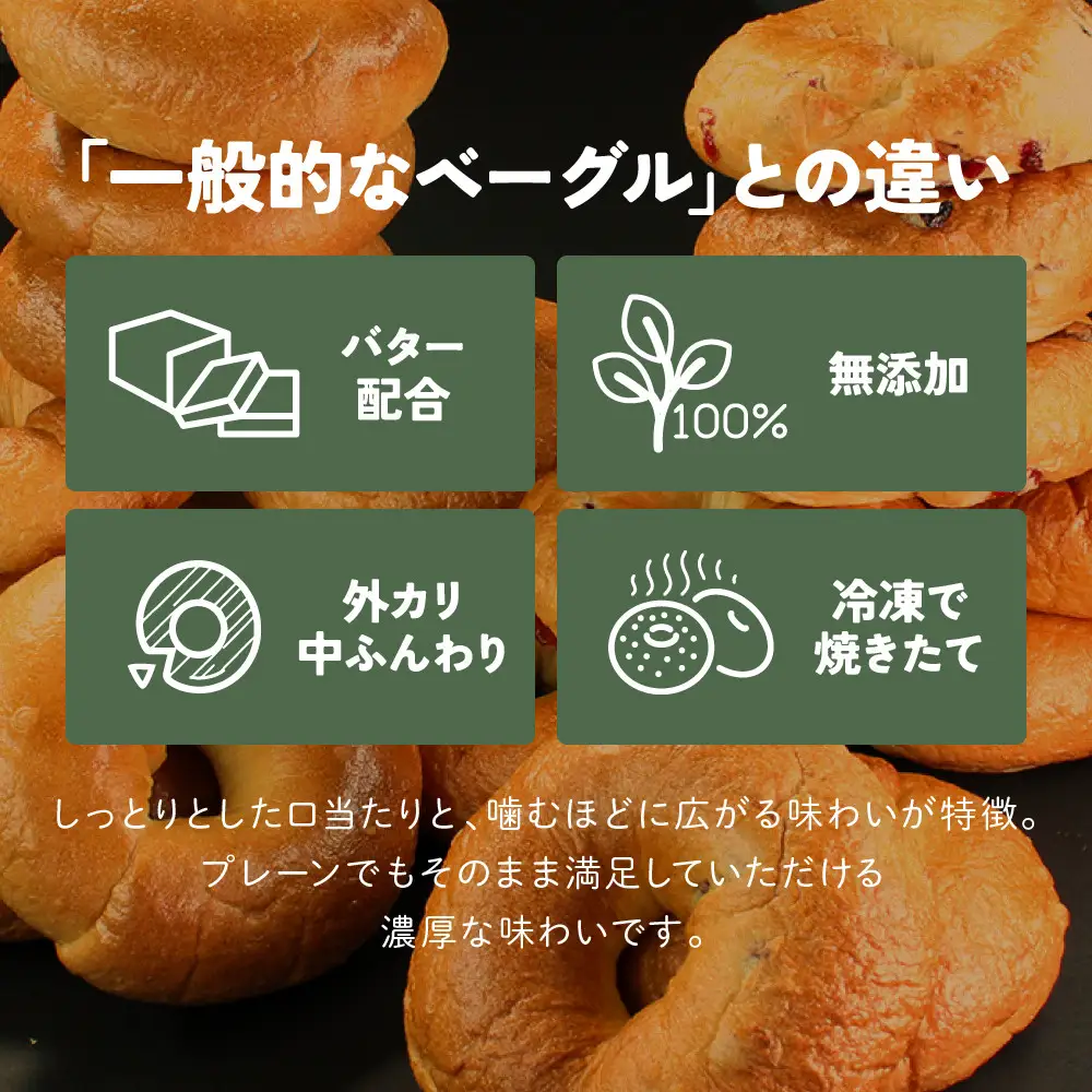 パン屋さんが作るもちもち手作りベーグル 冷凍 １２個 （プレーン、クランベリー、チーズ、ベーコン、マロン、米粉　各２個）