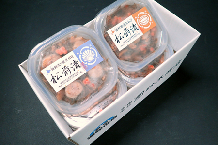 根室海鮮市場＜直送＞あわび松前漬けとほたて松前漬け各100g×4P(計800g) B-28115