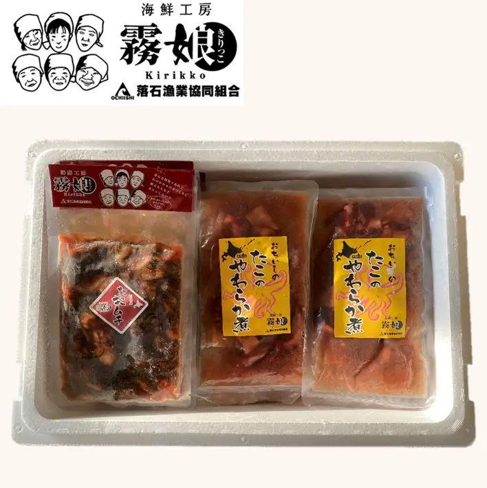 【北海道根室産】たこキムチ150g×8P、たこのやわらか煮100g×8P D-20010
