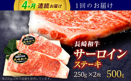 【4回定期便】長崎和牛サーロインステーキ 約500g(250g×2枚)[OCE046]