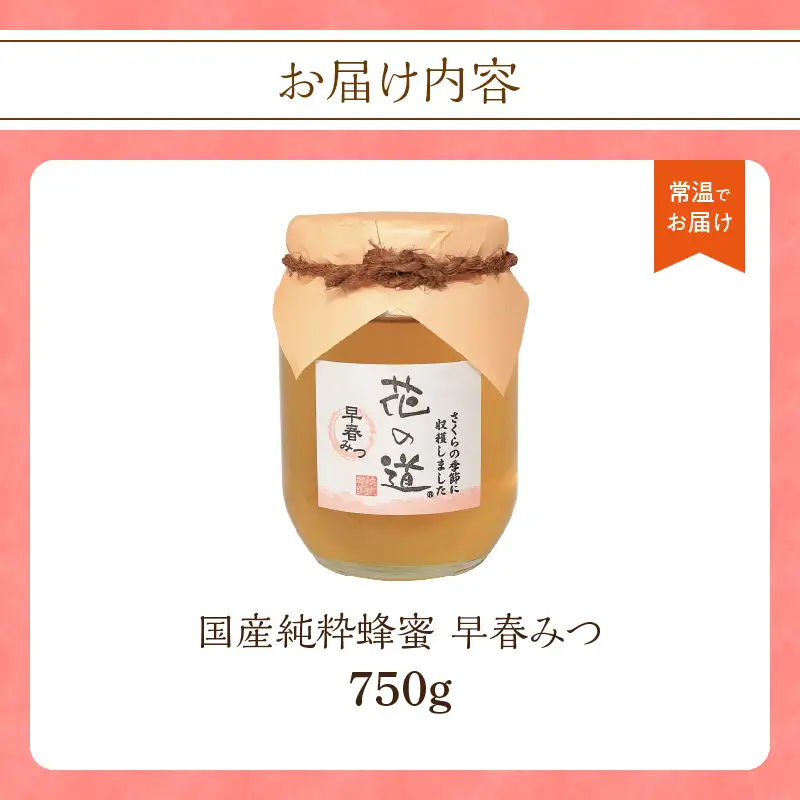 国産純粋蜂蜜 早春みつ 750g 非加熱 はちみつ ハチミツ 生はちみつ ローハニー オススメ 贈答 贈り物 プレゼント 八女市 183-022