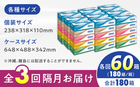 【全3回定期便(2ヵ月に1回)】クリネックス ティシュー 60箱(5箱×12パック ) ティッシュ  [BDBH001-3]
