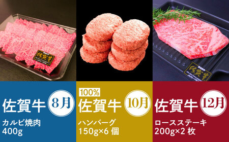 【偶数月発送】佐賀牛リッチセレクション定期便【多久精肉店】HCX007 肉セット 佐賀牛 焼肉 カルビ ロース サーロイン カルビ 赤身 ハンバーグ ステーキ 焼肉