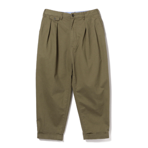 BEAMS PLUS 2プリーツ ツイル パンツ　OLIVE　M