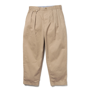 BEAMS PLUS 2プリーツ ツイル パンツ　KHAKI　XL