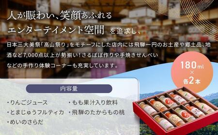 飛騨物産館オリジナルジュースセット 5種×各2本ずつ（計10本）| ジュース ドリンク 果物 野菜 フルーツ トマト 桃 りんご おいしい セット 飛騨高山 株式会社高山グリーンホテル NP001VC13