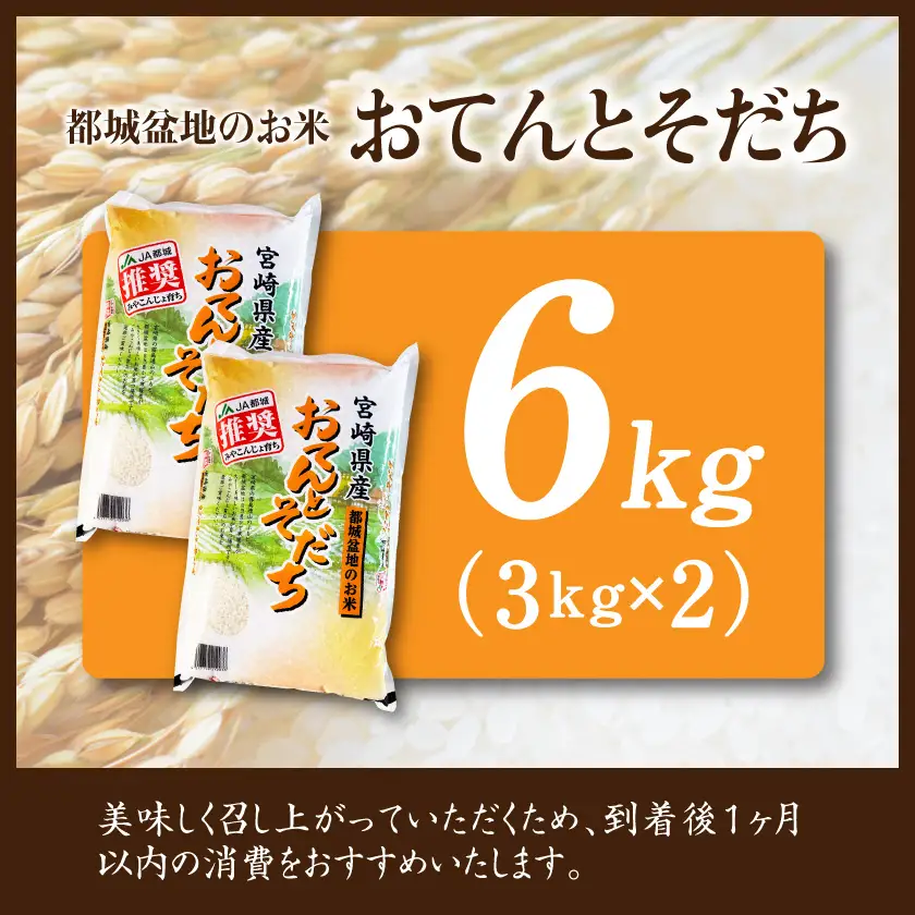 都城盆地のお米「おてんとそだち」6kg(3kg×2袋)〔MJ-15-006-6kg〕_(都城市) 都城産 お米 6kg 