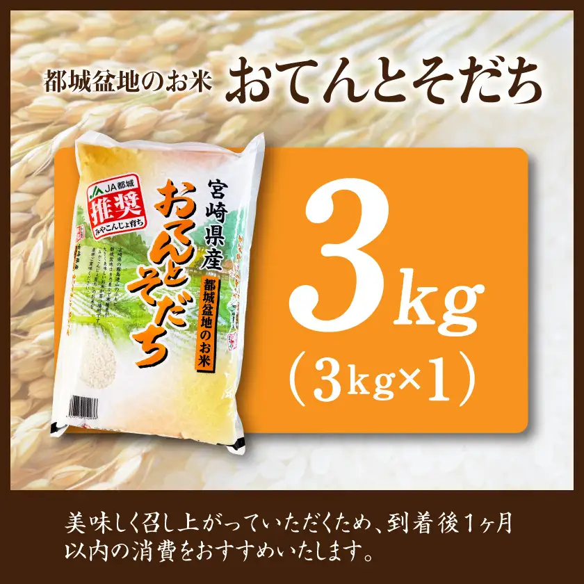 都城盆地のお米「おてんとそだち」3kg〔LG-15-006-3kg〕_(都城市) 都城産 お米 3kg