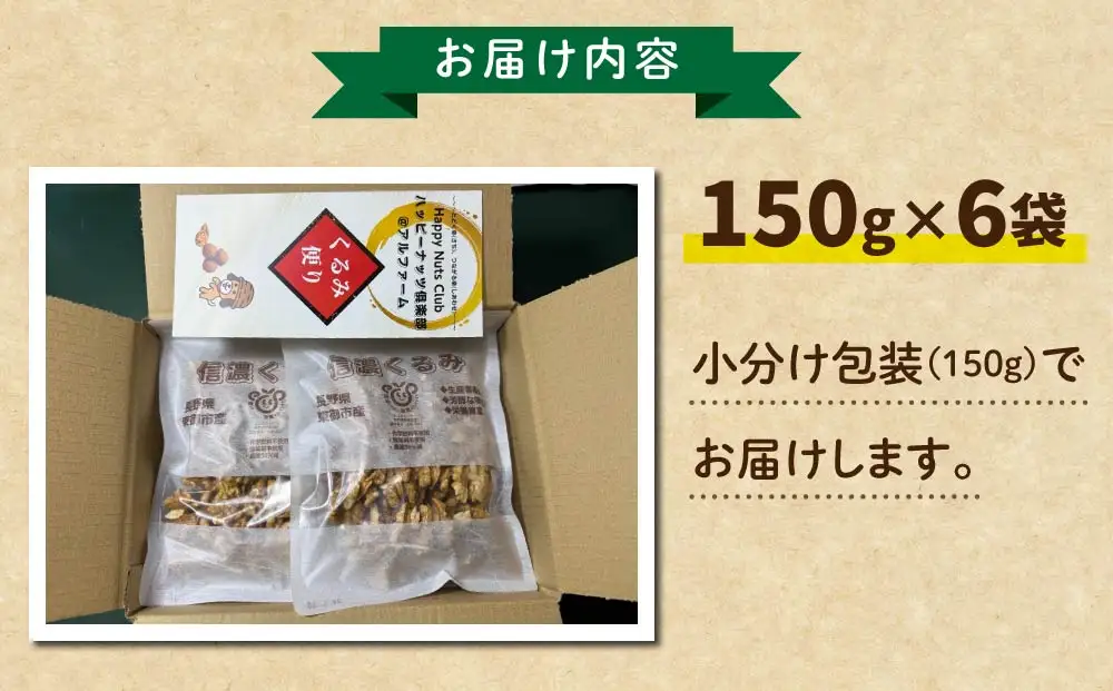 令和7年産 信濃くるみ　剥きタイプ（900g）※150g×6袋 【アルファーム】