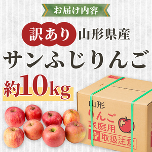 《先行予約》【訳あり】【家庭用】山形県産サンふじりんご 約10kg 《2026年12月上旬頃より順次発送予定》 バラ入り りんご リンゴ 林檎 デザート フルーツ 果物 くだもの 果実 食品 山形県産 中山町 F4A-0462